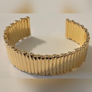 WHBM Gold Wavy Clear Crystal Cuff Bangle Bracelet, New without Tag